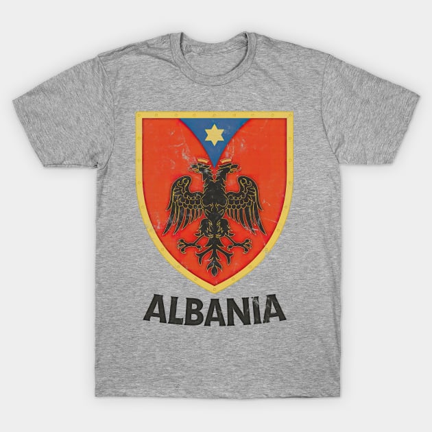 Albania / Faded Vintage Style Eagle Crest Design T-Shirt by DankFutura